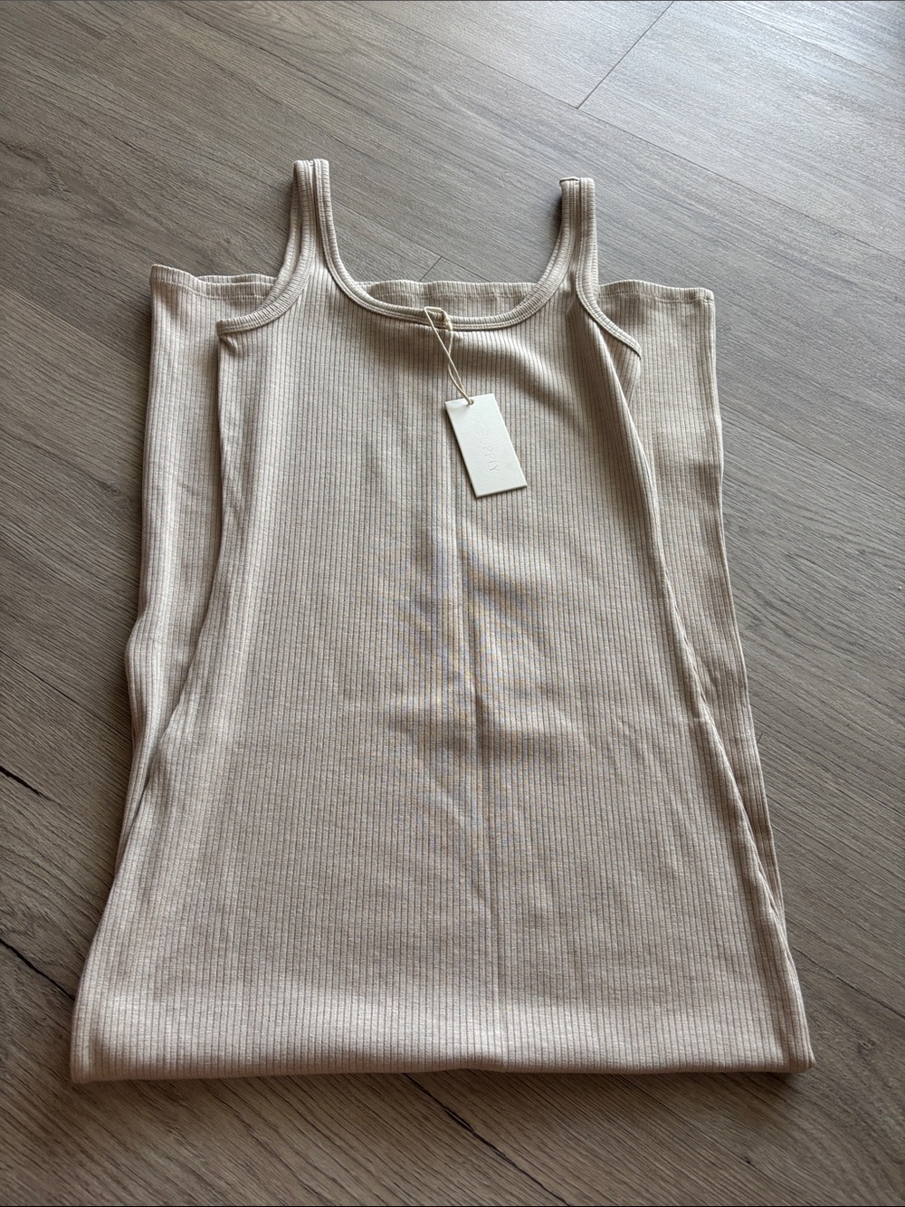 Z Supply Ribbed Tank Maxi Dress in Light Beige